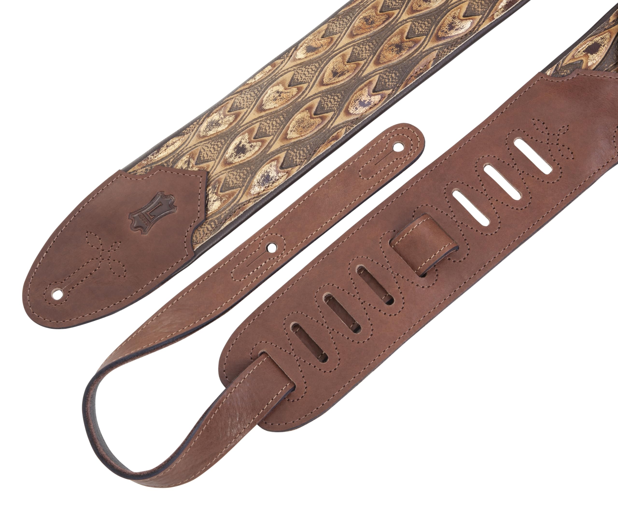 Levy’s Leathers Sundance Series 3″ Width Embossed Leather Guitar Strap – Premium Brown Arrowhead Design, Wide & Comfortable Support (M4WP-005)