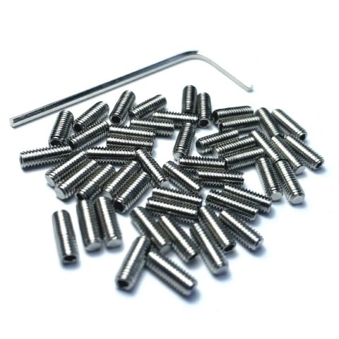 ZDingTech 50pcs M3 x 8mm 304 Stainless Steel Guitar Bridge Saddle Height Adjustment Screws for Fender Stratocaster Telecaster with 1.5mm Wrench,Set Grub Screws Hex Allen Head Socket Set Screws Bolts