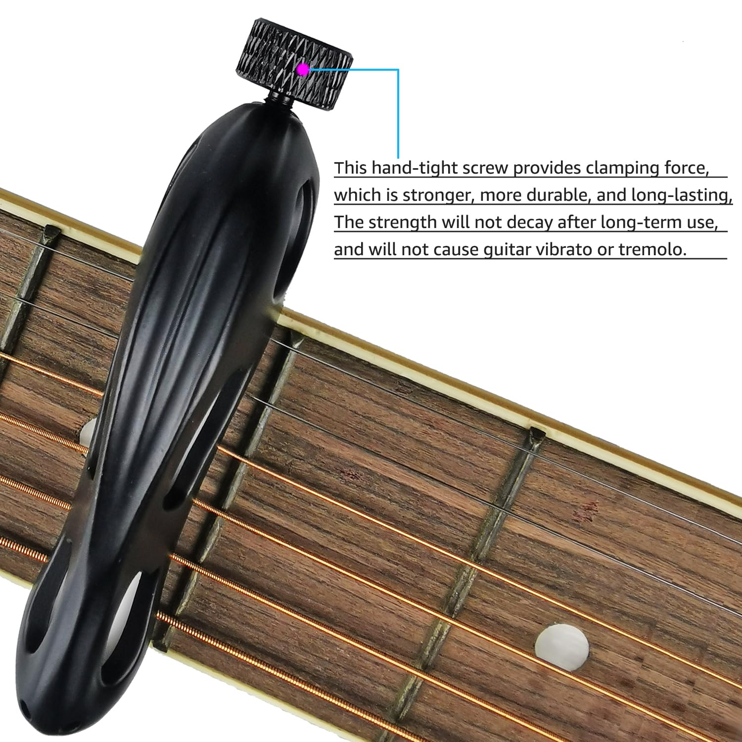 Prehistoric T-Rex Guitar Capo – Dinosaur Skull Design with Silicone Teeth, Zinc Alloy Adjustable Clamp for Acoustic/Electric Guitar, Bass, Ukulele & Banjo (Black)