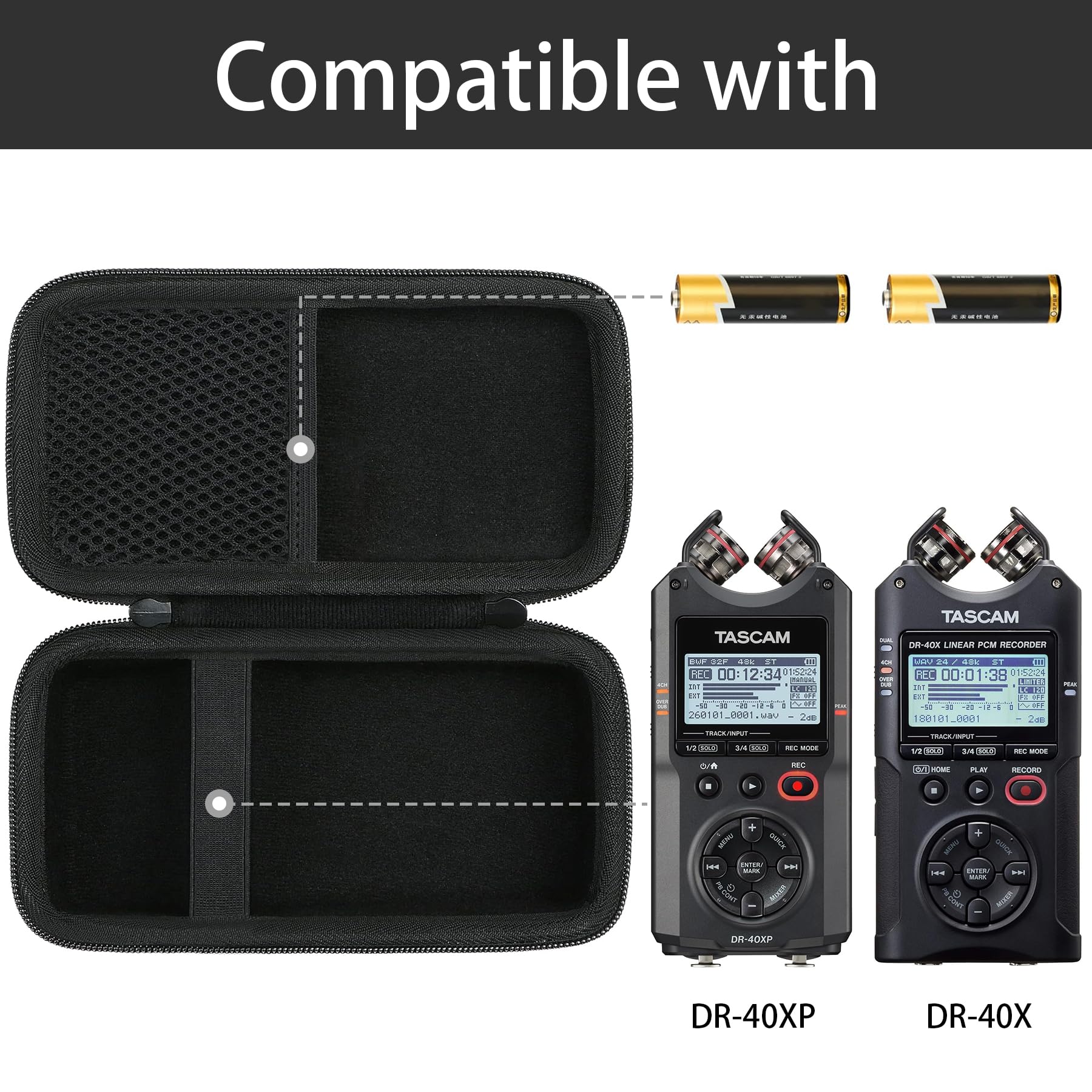 Aenllosi Hard Case for Tascam DR-40XP/DR-40X Digital Audio Recorder, Black