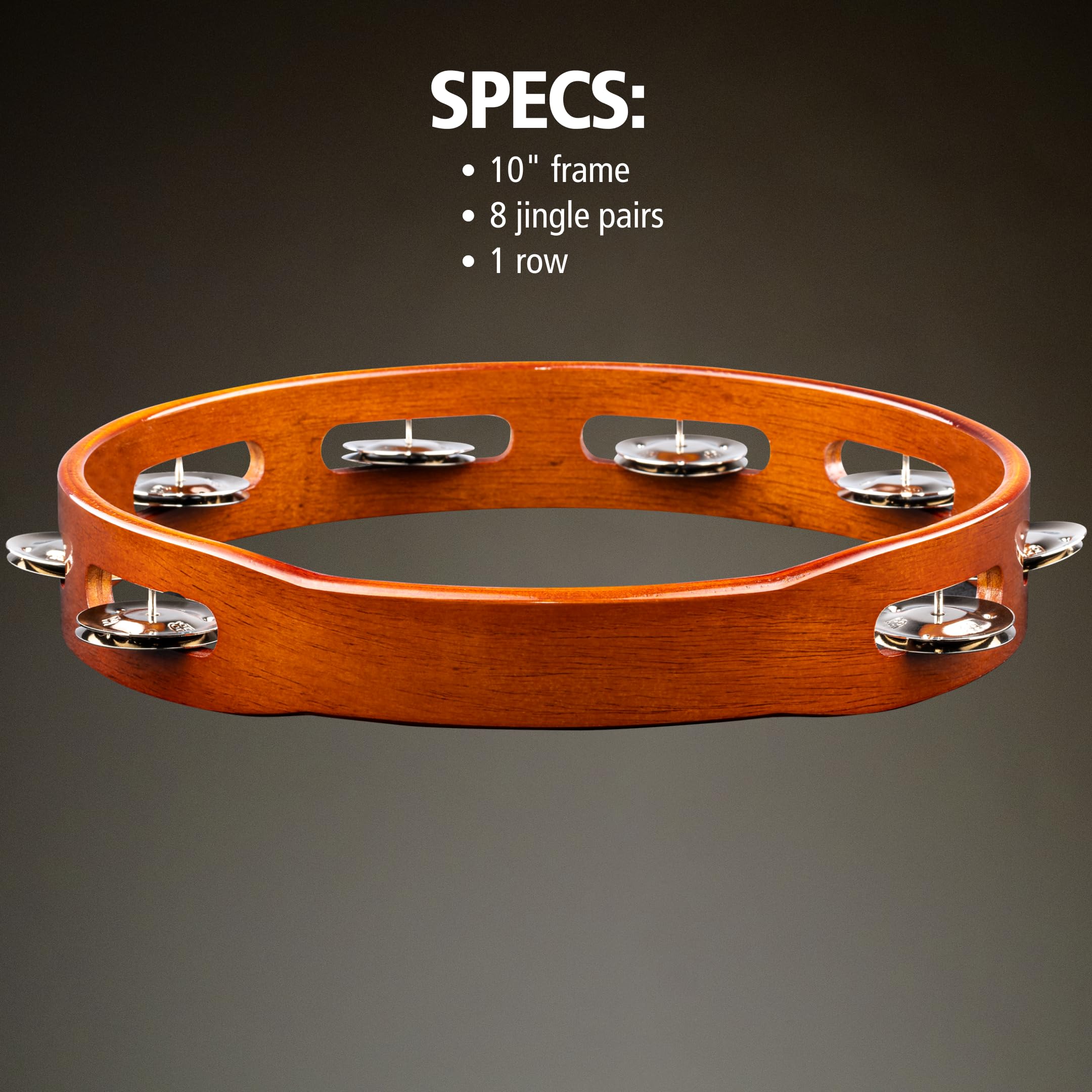 Meinl Tambourine with Steel Jingles, Single Row – NOT MADE IN CHINA – African Brown, 2-YEAR WARRANTY (TA1AB)