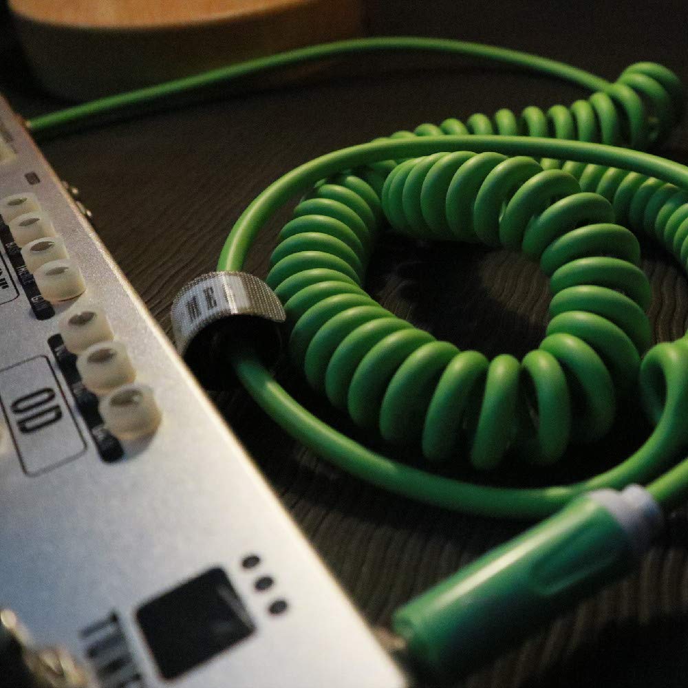 Aestivate 16ft/5m Coiled Guitar Cable Electric Instrument Cable Curly Instrument Cable Stretchable Straight to Straight Dual Straight Plugs(Green)