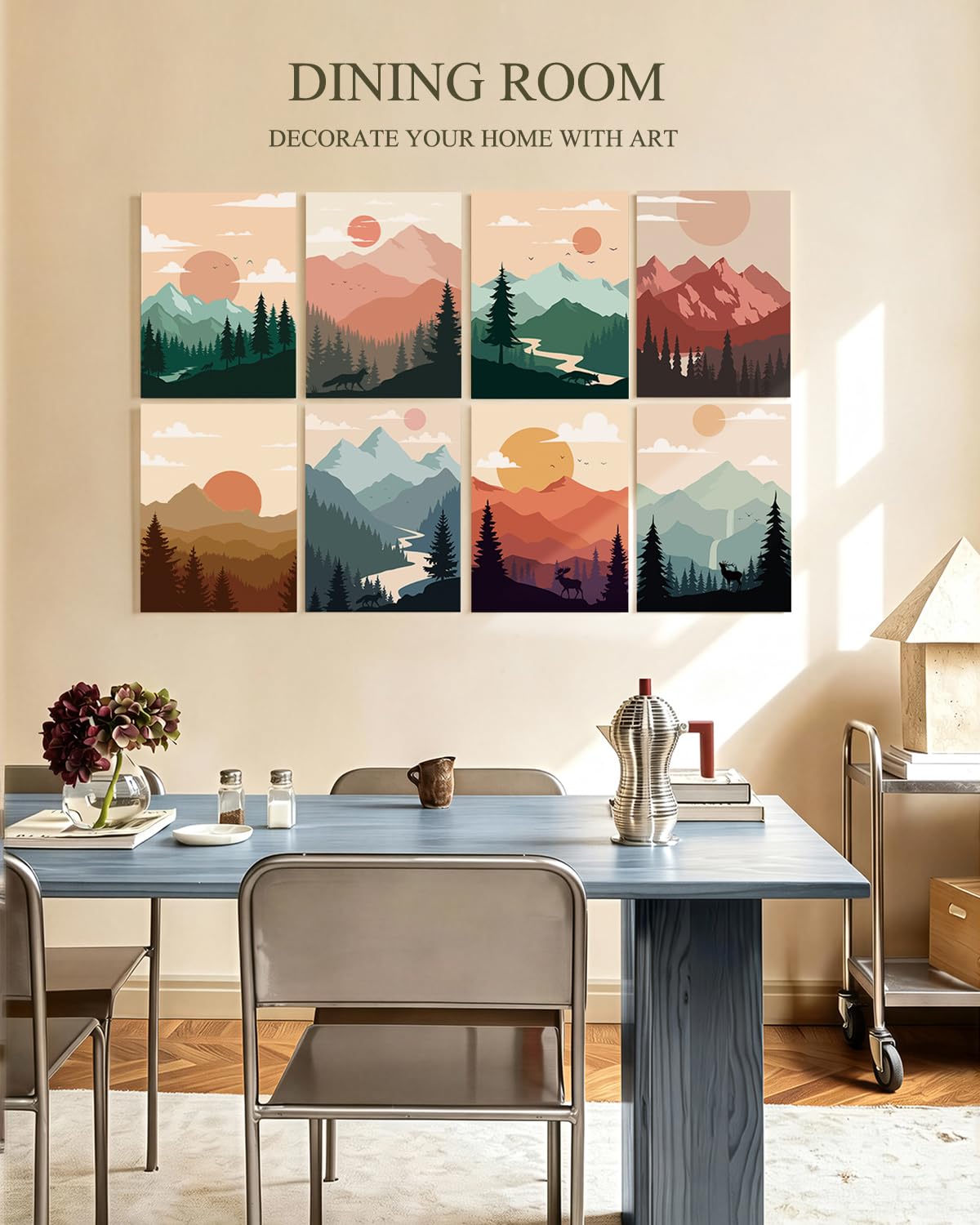 InSimSea Acoustic Art Wall Panels, Minimalist Boho Mountain, 48x32in