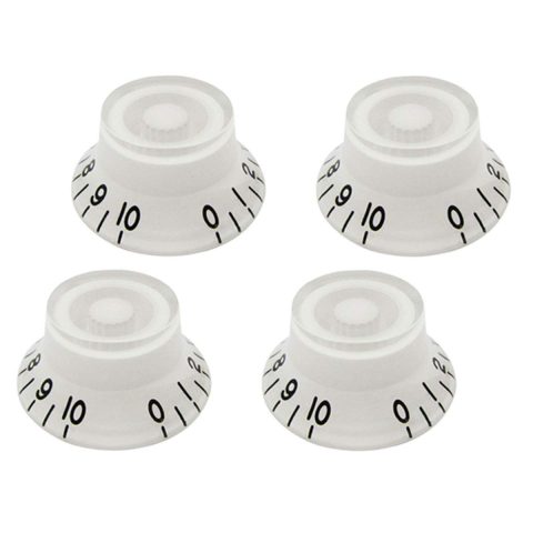 FLEOR 4pcs LP Guitar Top Hat Knobs White 18 Splines Bell Knob for LP SG Electric Guitar