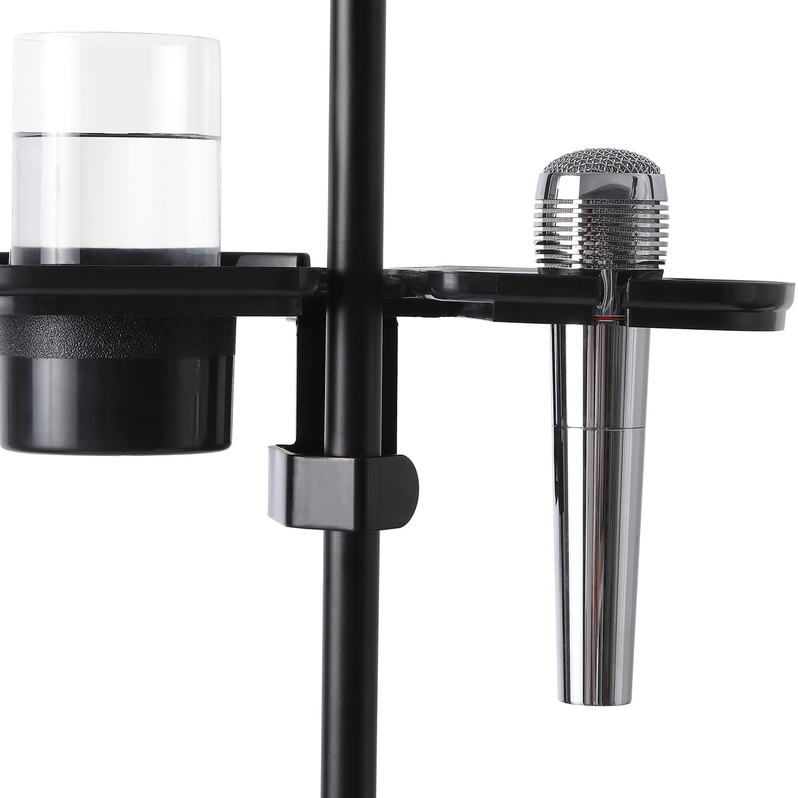 Auhafaly Plastic Microphone Stand Tray Stage Concert Performance Vocal Guitar Accessory with Drink Holder and Microphone Holder (Deluxe)