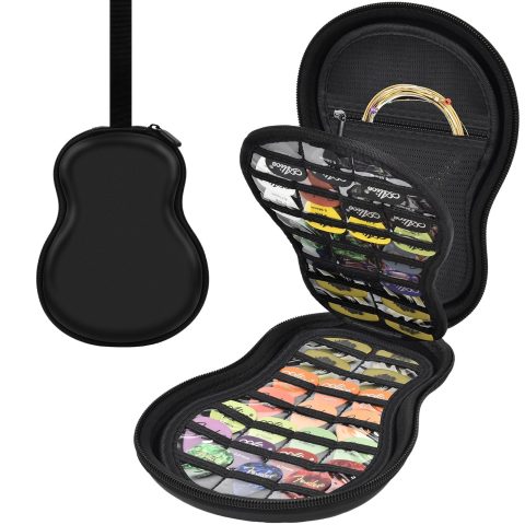 ANKHOH Guitar Pick Holder Case for Fender/for Acoustic/for ChromaCast/for D’Addario/for JIM DUNLOP/for Bolopick/for UNLP MUSICAL INSTRUMENT, 63+ All Size Plectrums Storage Picks Pouch Box, Bag Only
