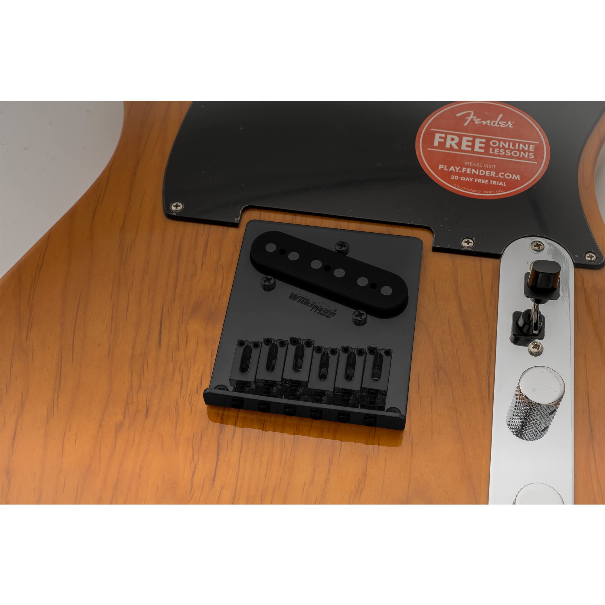 Wilkinson M Series 52.5mm Guitar Bridge 6 Modern Style Saddles, Black