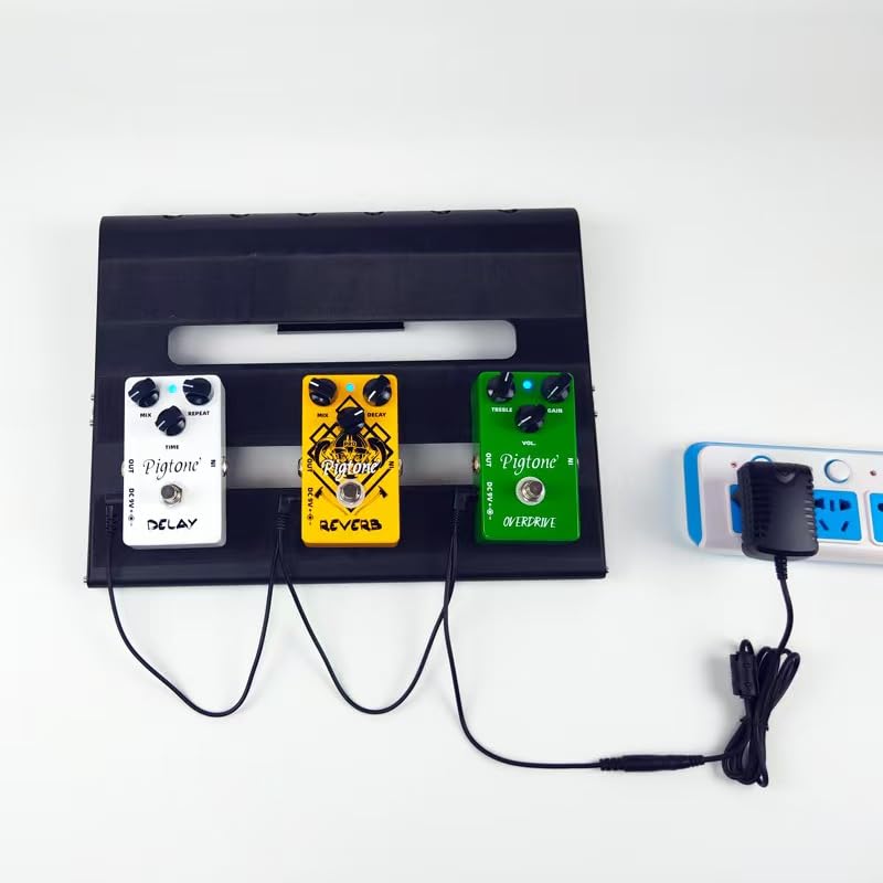 Pigtone Guitar Pedal Power Supply Adapter 9V DC 1A Tip Negative 3 Way Daisy Chain Cables for Guitar Effect Pedal(Tip Negative)