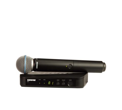 Shure BLX24/B58 Handheld Audio System J11 Band (596–620 MHz) – BLX4 Receiver, BLX2/B58 Handheld Transmitter with Beta 58A Supercardioid Capsule, Up to 14 Hr Battery, 300 ft Range