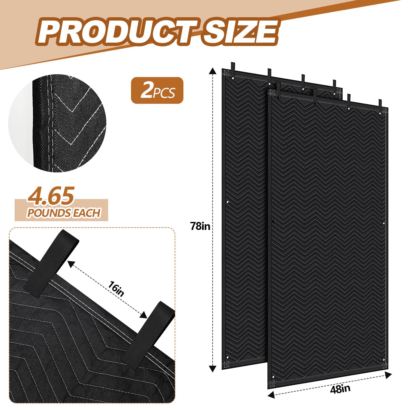 Tudomro 2 Pcs Sound Dampening Blanket Soundproof Blanket Grommeted General Indoor or Outdoor Use(48 x 78 Inches)