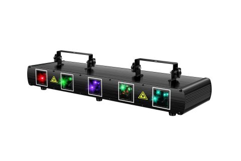 DJ Laser Lights, U`King 5 Beam Effect Sound Activated DJ Party Lights RGBYC LED Music Light by DMX Control for Disco Dancing Birthday Bar Stage Lighting(2PC)