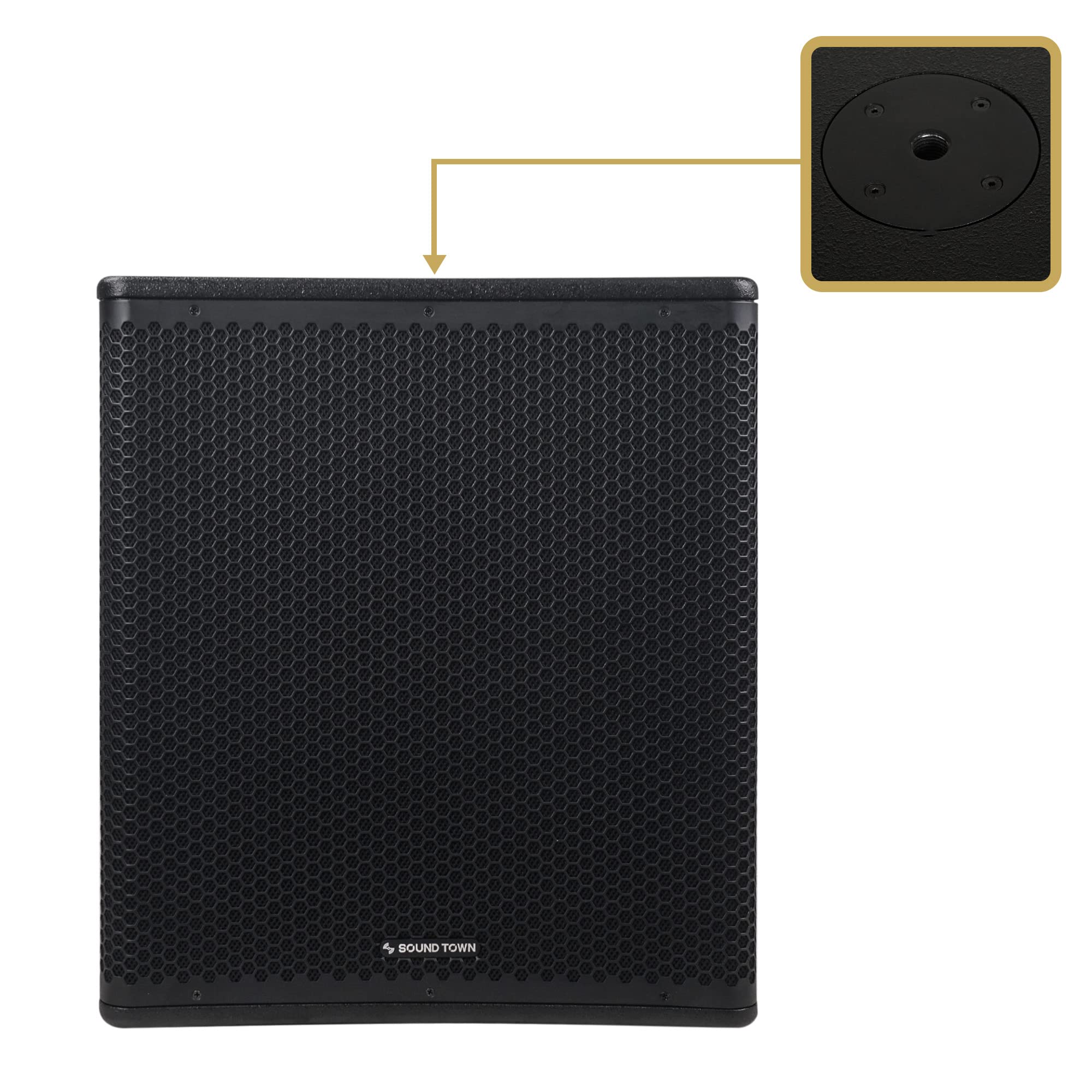 Sound Town METIS Series 2400 Watts 18″ Powered PA/DJ Subwoofer with Class-D Amplifier, Birch Plywood, Black (METIS-PRO18AS)