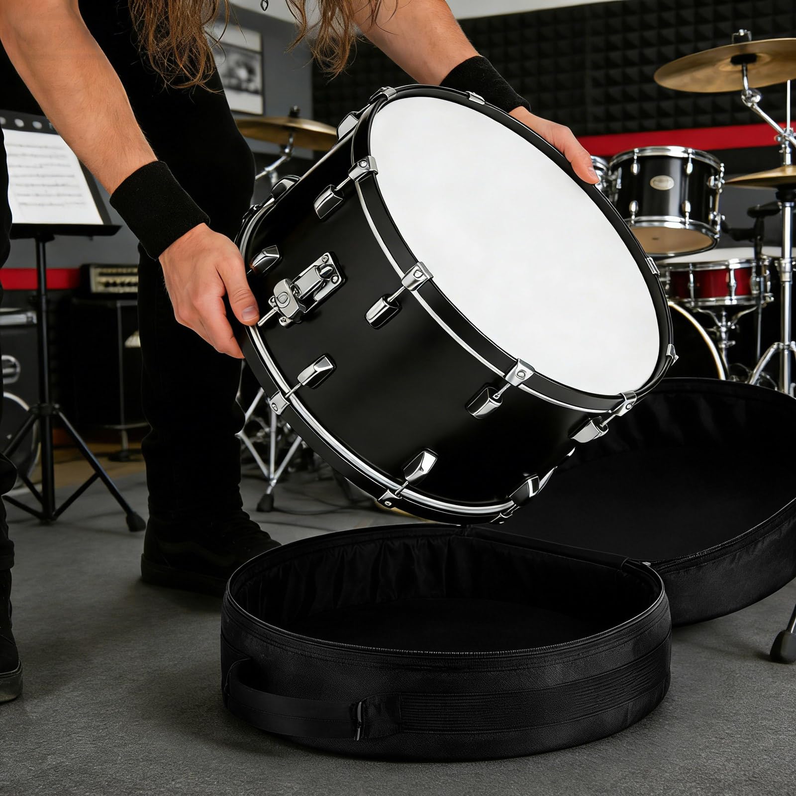 Facmogu Snare Drum Case w/Reinforced Handle, Drums Bag for Cymbal Storage