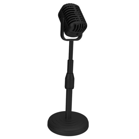 Vintage Microphone Prop Model with Adjustable Stand, Old Fashioned Desktop Microphone Prop Decor for Party Decoration, Costume Role Play (Black)