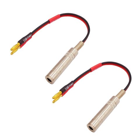 Sam&Johnny 1/4 Inch TS Female to Banana Plug, 6.35mm Jack Mono Adapter Joiner, 1/4″ Female to Banana Plug Speaker Flexible Silicone Cables – 8 Inch 2 Pack