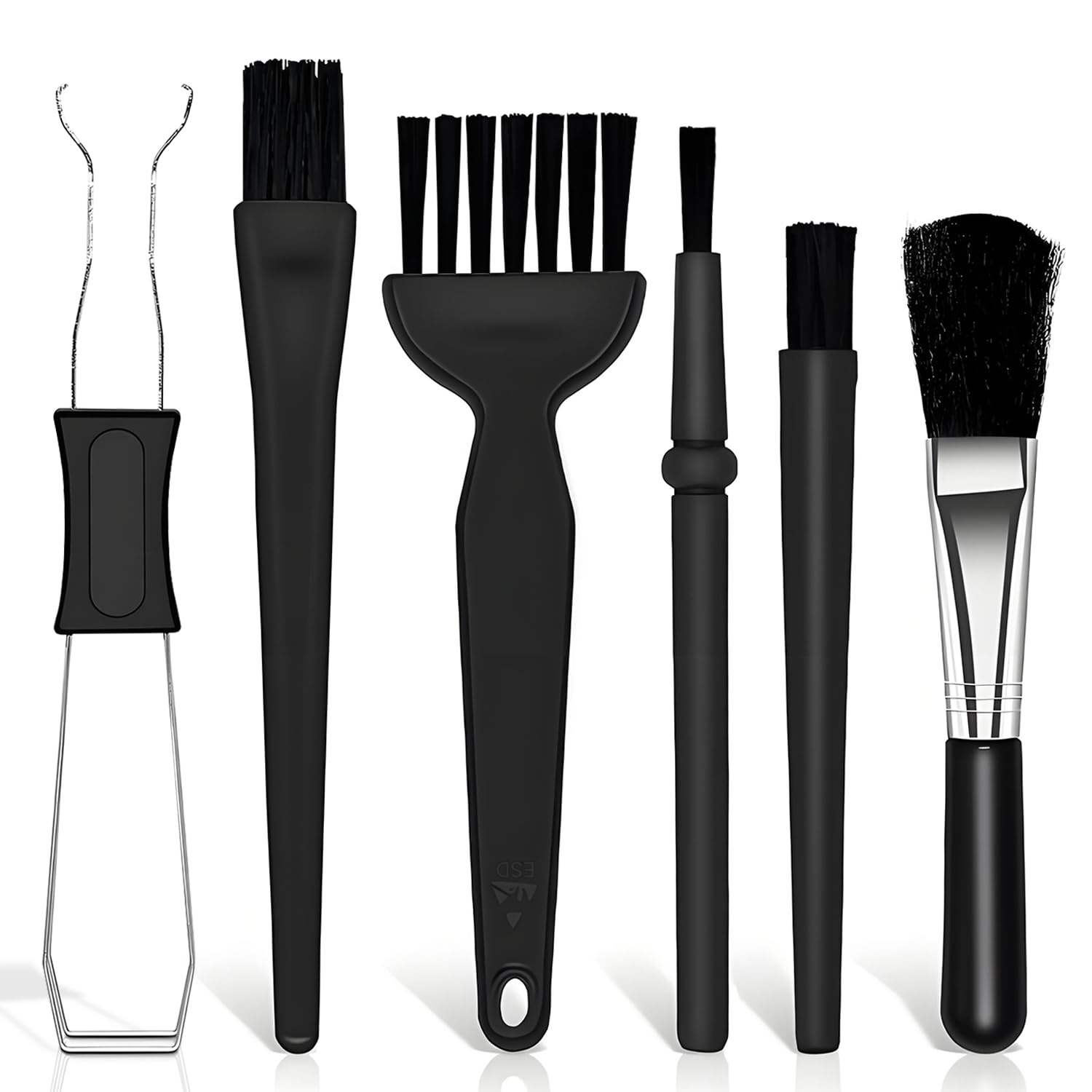 IOGOG 6PCS Keyboard Brush Cleaner Kit with Keycap Puller & Switch Puller, PP Handle Nylon Small Space Dust Removal Anti Static Brush for Computer Keyboard Electrical Appliance Seam Motherboard Camera
