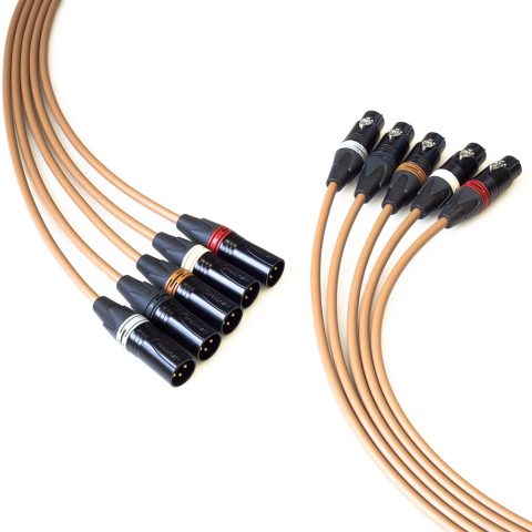 BJC Star Quad XLR Cables, Canare L-4E6S with Neutrik BXX-Series XLRs (Five-Channel Set, Brown, 25 Foot)