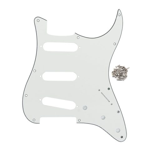 FLEOR 11 Holes ST Style Pickguard SSS Guitar Pickguard Pick Guard Scratchplate with Screws Set,3Ply Ivory White