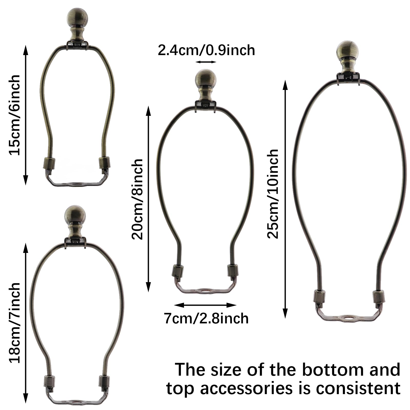CChiai Harp Converter Wire Lamp Harp Set – 10 Inch Bronze Harp Shade with Stand Base and Top Knob for Table and Floor Lamp