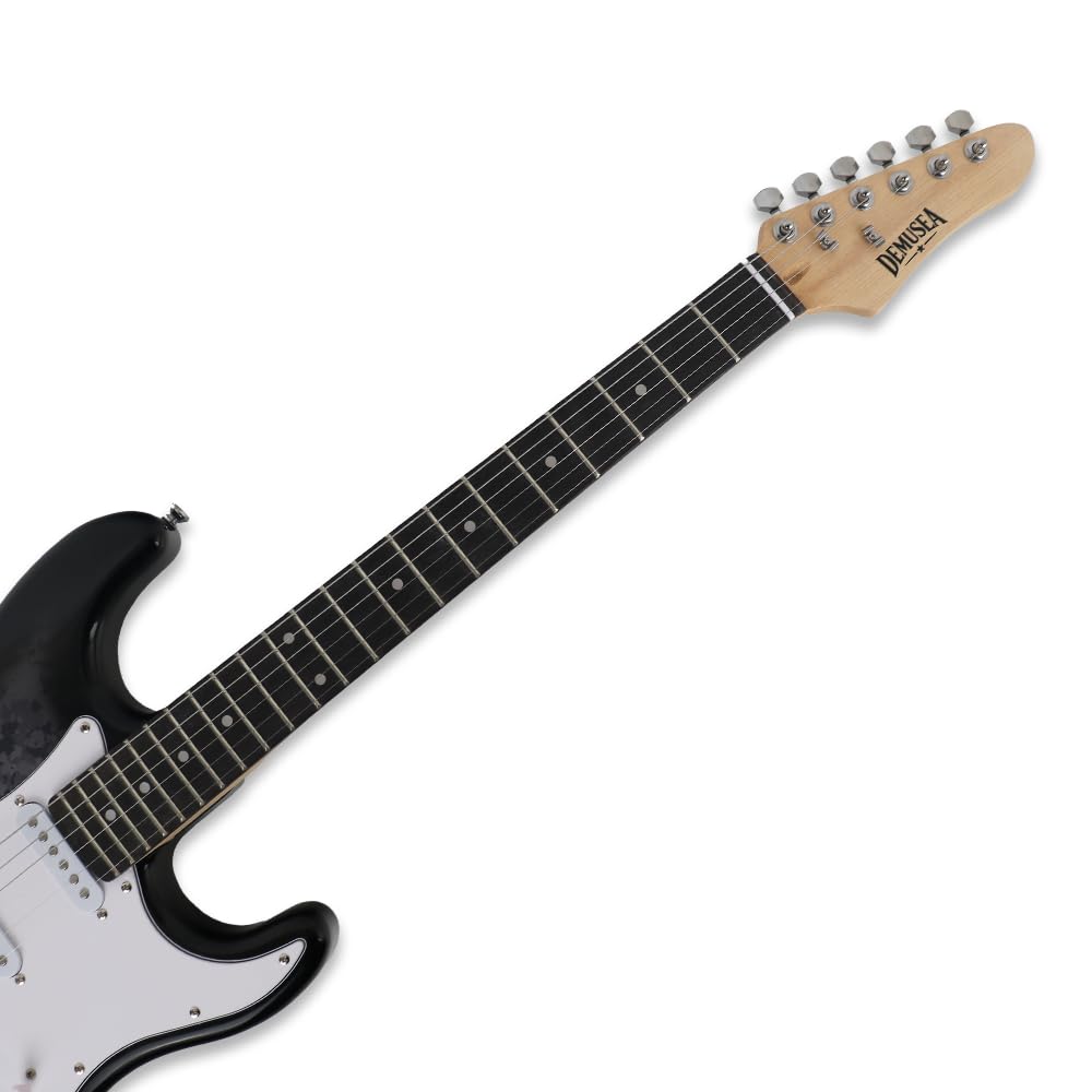 Digital Camouflage Black Full‑Size Beginner Kit Electric Guitar Set with 20W Amplifier Gig Bag Capo Extra Strings Strap Picks Noiseless Cable(ST.Camo Grey)