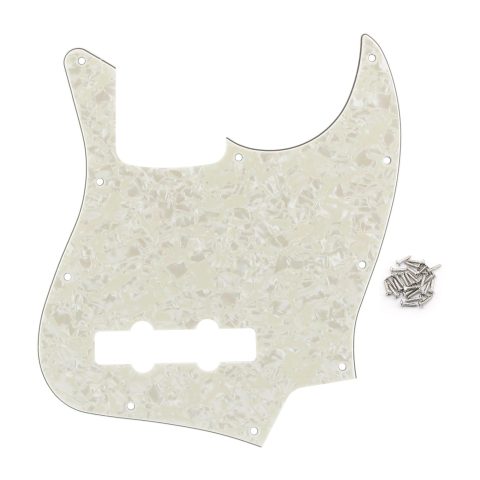 FLEOR 10 Hole J Bass Pickguard Scratch Plate Pick Guards for 4 Strings American/Mexican Standard J Bass Part, 4Ply Aged Pearl