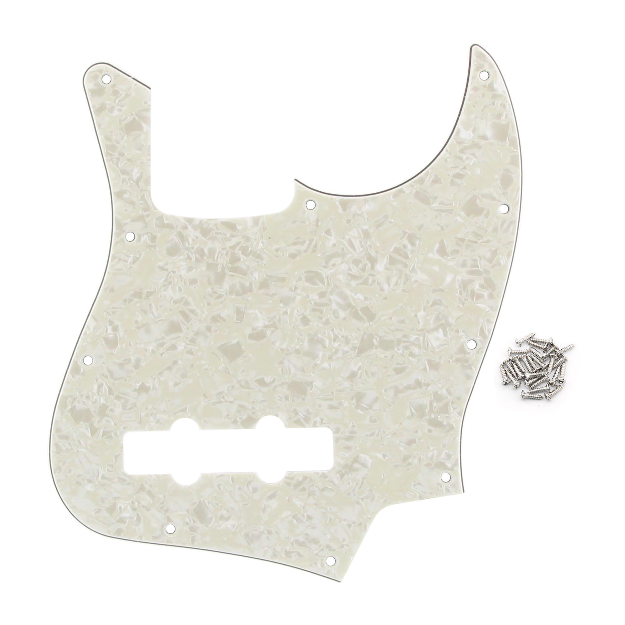 FLEOR 10 Hole J Bass Pickguard Scratch Plate Pick Guards for 4 Strings American/Mexican Standard J Bass Part, 4Ply Aged Pearl