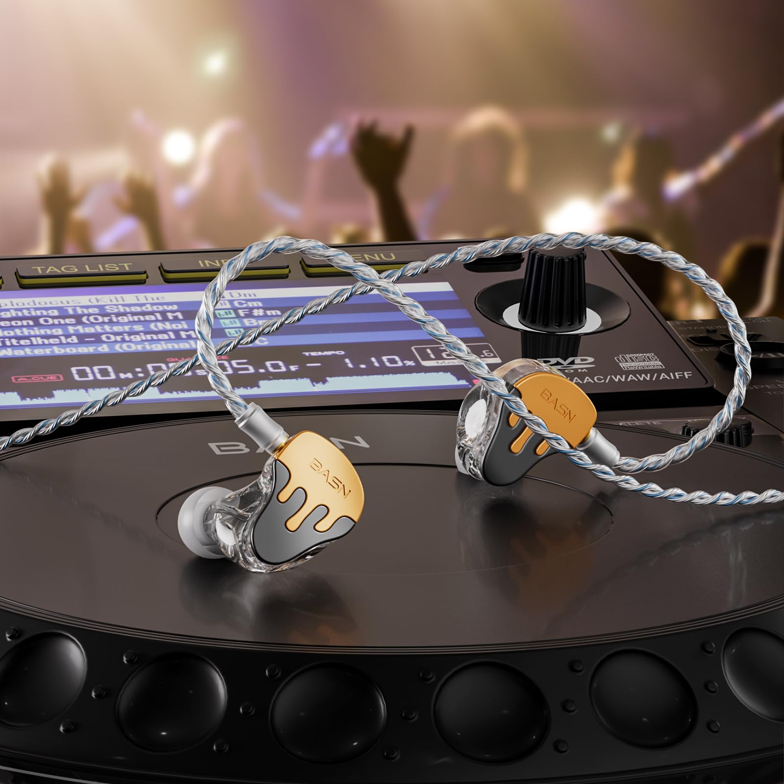 BASN BmasterX Hybrid In Ear Monitor Headphones for Musicians, Orange-Black