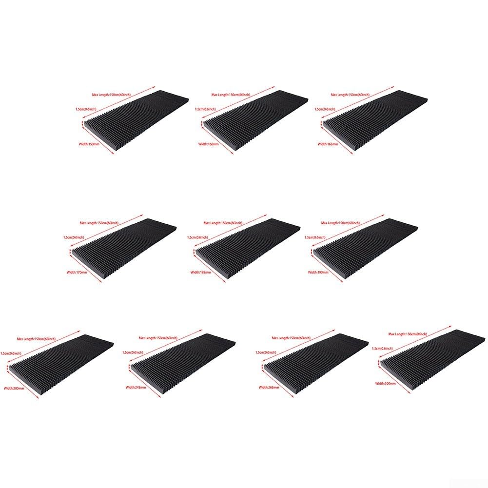 CNC Machine Accordion Cover, Accordion Way Cover Protective, Rubber Flexible Cover Milling Machine 3-proof Cloth Protective, Flat Bellows Cover, L 1500MM* H 15mm (Width 185mm)