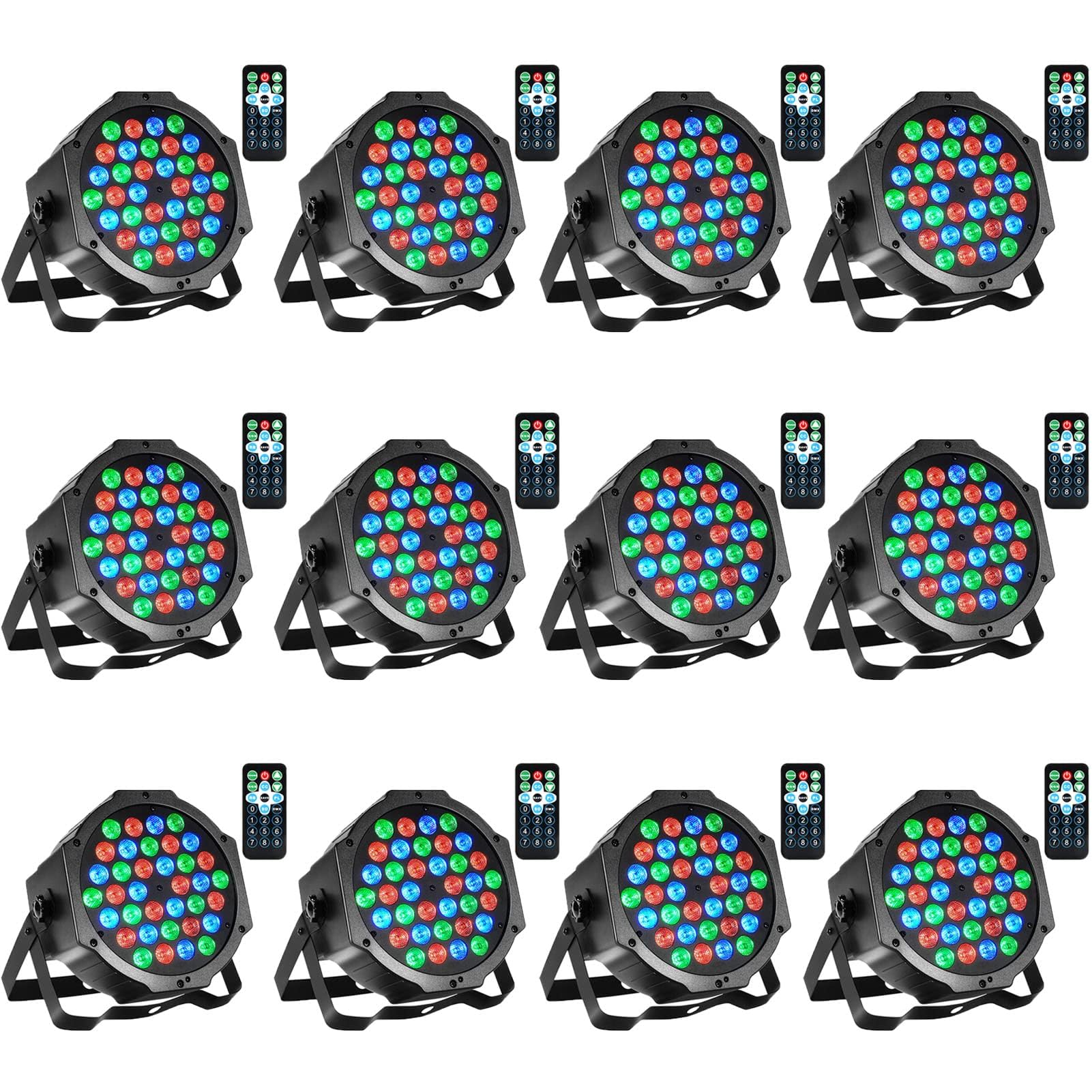 Litake Stage Lights Par Lights DJ Party Light Corded RGB 36 LED with DMX Controller Sound Activated Remote Control DJ Uplights for Events Wedding Party Club Bar Dance Gratulation Stage Lighting 12 PCS