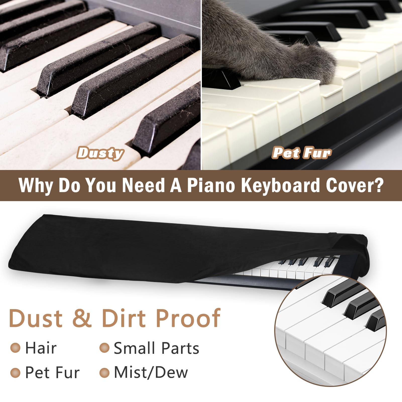 GOGHOST 61 Keys Digital Piano Keyboard Dust Cover