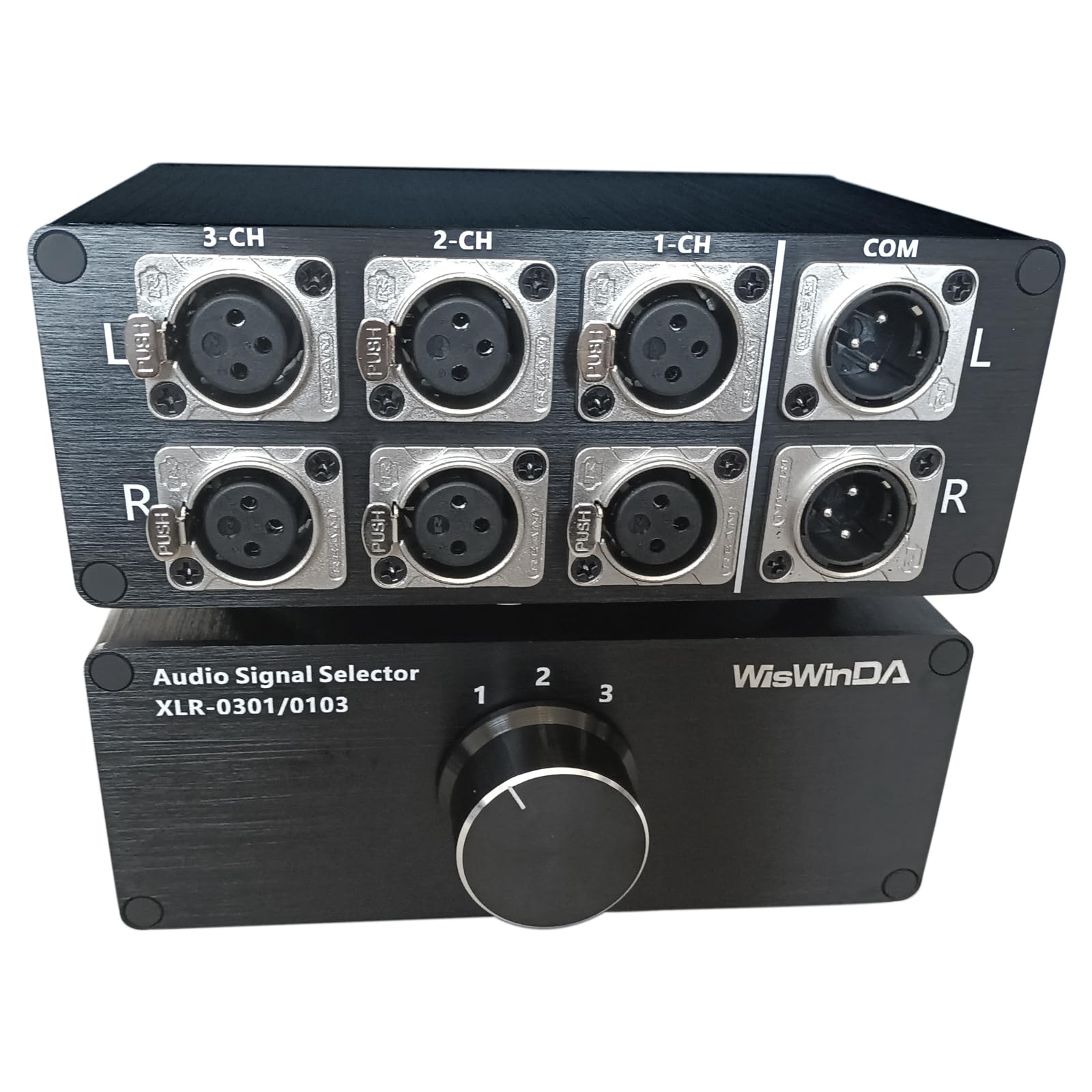 WisWinDa 3-IN-1-OUT XLR Pro Audio Switch Balanced Audio Converter 3 Channel HiFi Stereo Passive Audio Selector Switcher Box No Loss Switching Aluminum Shell Quality XLR Connector (3-IN-1-OUT)