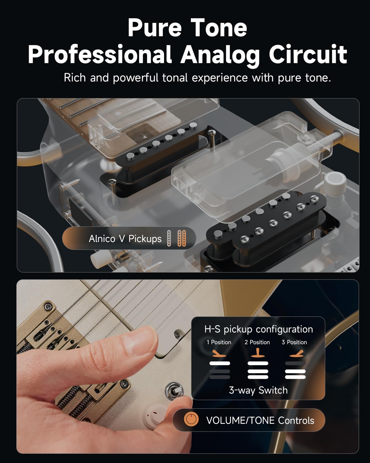 Donner HUSH X PRO Electric Guitar Kit – Smart Travel Guitar with Dozens of Preset Combinations, 7 Tone Sim Options, White-Luxe