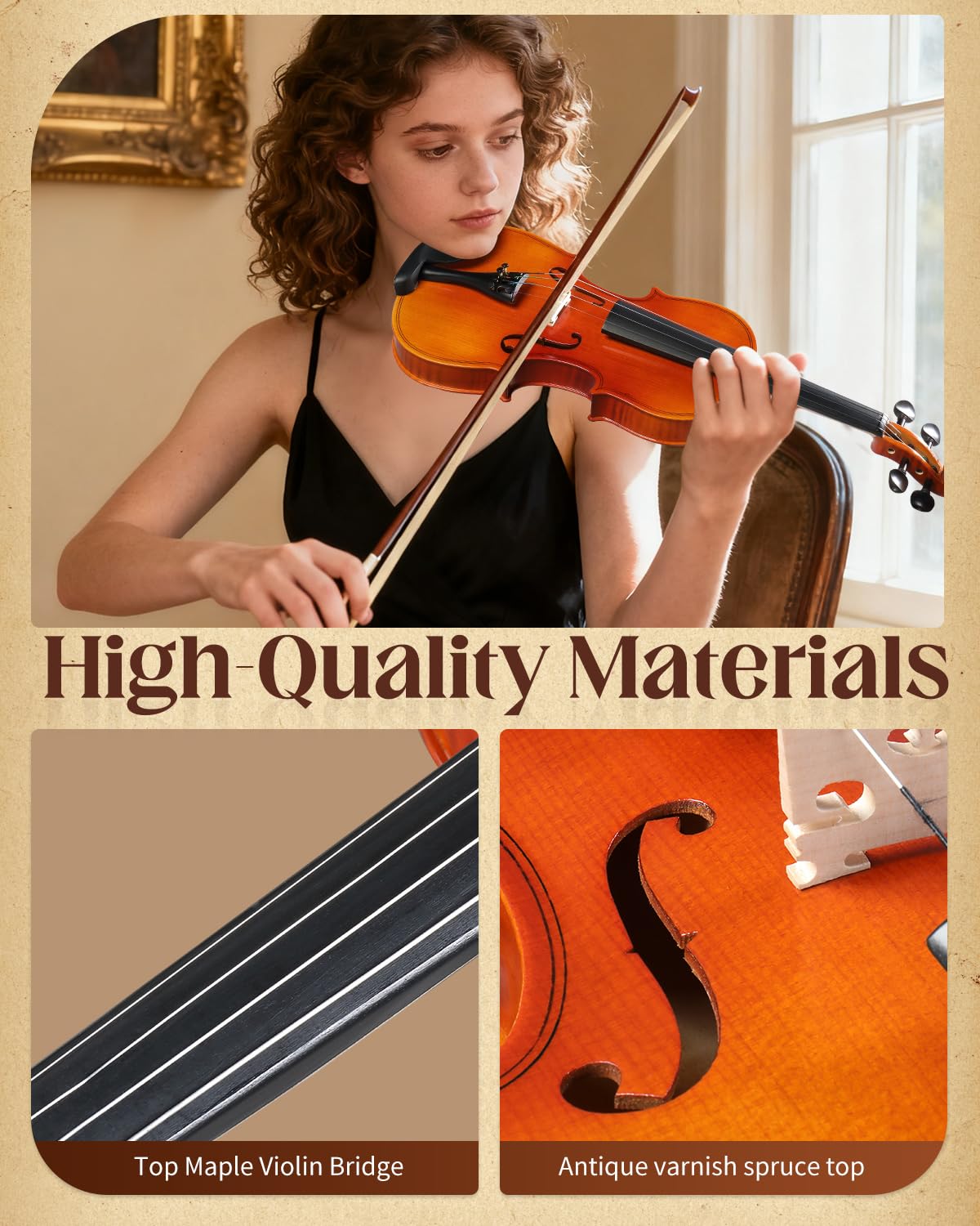 Ktaxon Violin 4/4 Full Size Set Acoustic Fiddle Complete Kit, Matte