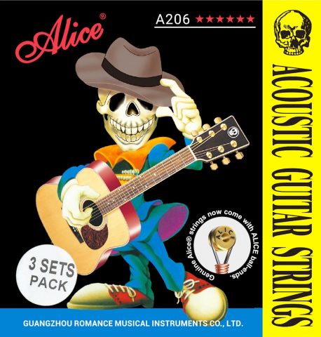 Alice Acoustic Guitar Strings Set – 6-String for Beginner, Briliant Steel Copper Alloy in Phosphor Bronze Color, 3 Packs (A206 Super Light)
