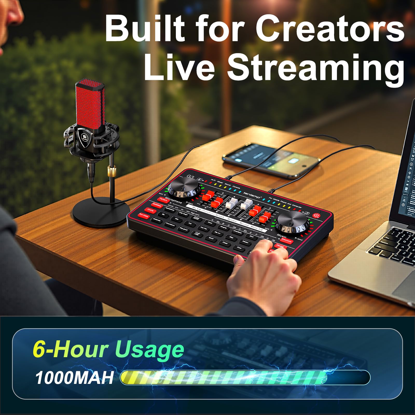 TENLAMP G3 Creator Audio Mixer Bundle with Microphone for Streaming Podcast