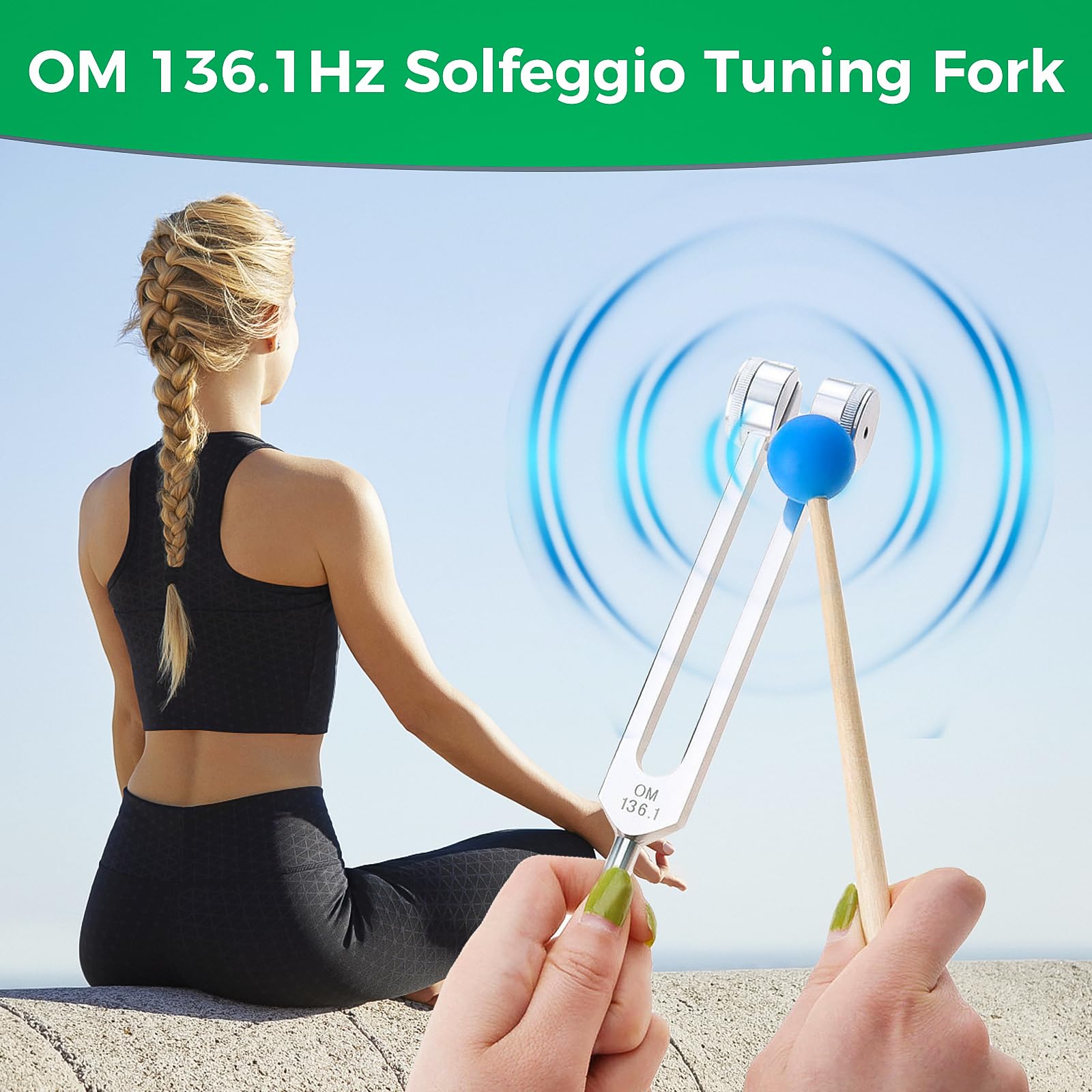 OM 136.1Hz Solfeggio Tuning Fork with Silicone Hammer Bag for Sound