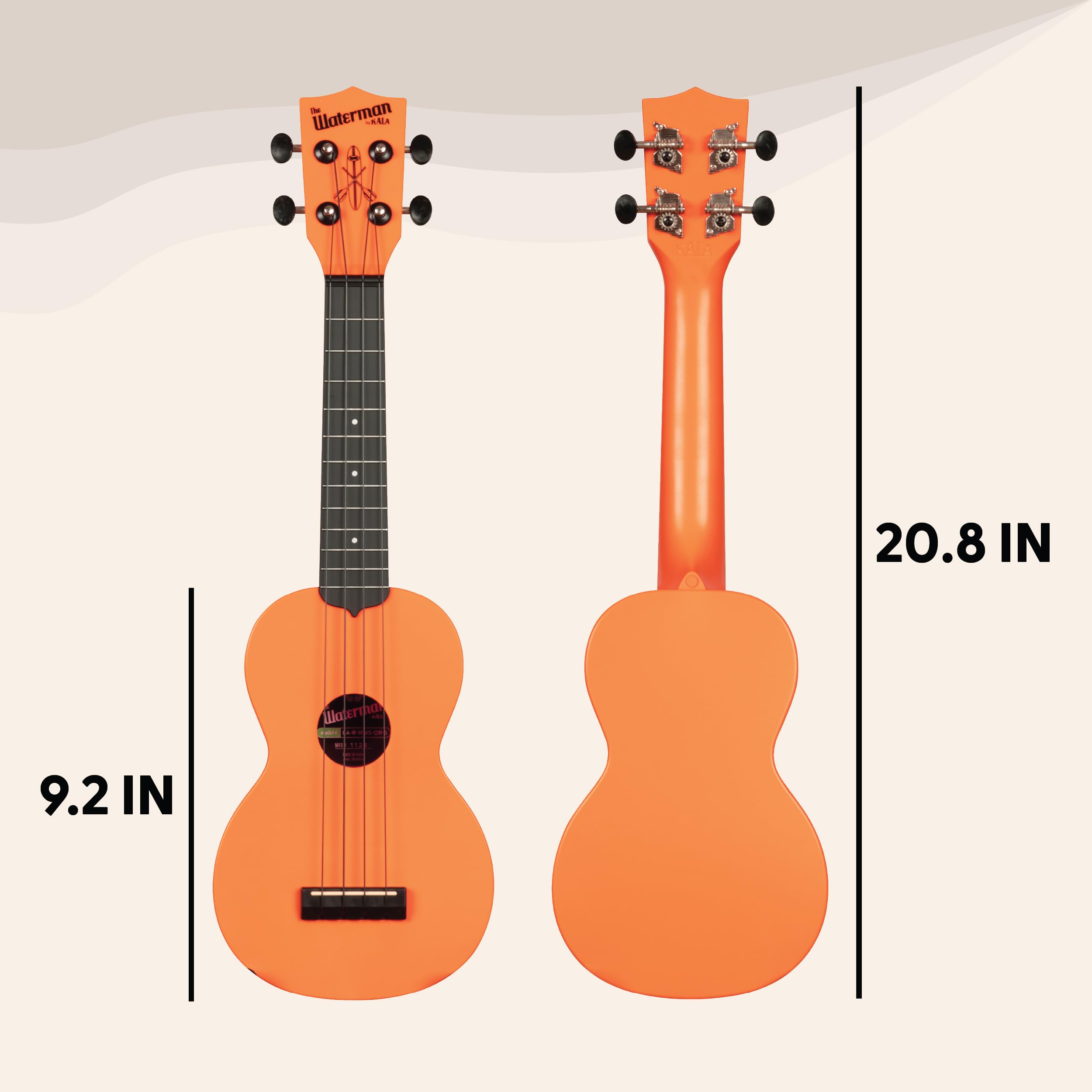Kala KA-R-WMS-OR-S Soprano Recycled Waterman Ukulele – Sunset Orange
