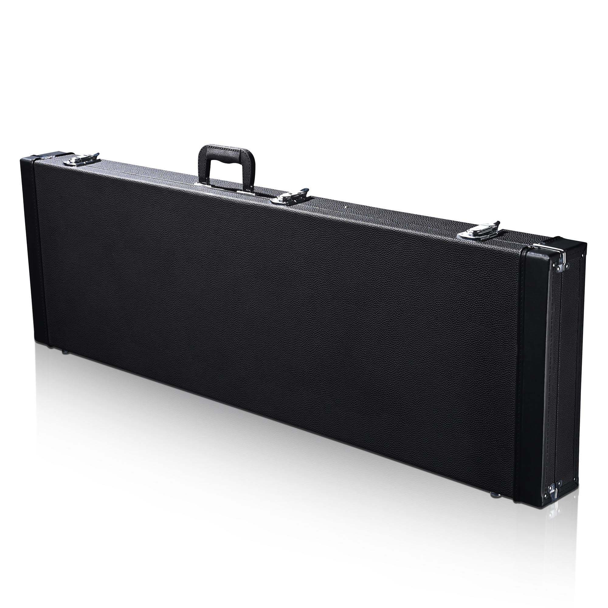 HeyJiaYu Electric Bass Guitar Hard Shell Carrying Case, 46″ Electric Bass Guitar Wooden Hard Shell Lockable with Key, Black (Bass Guitar)