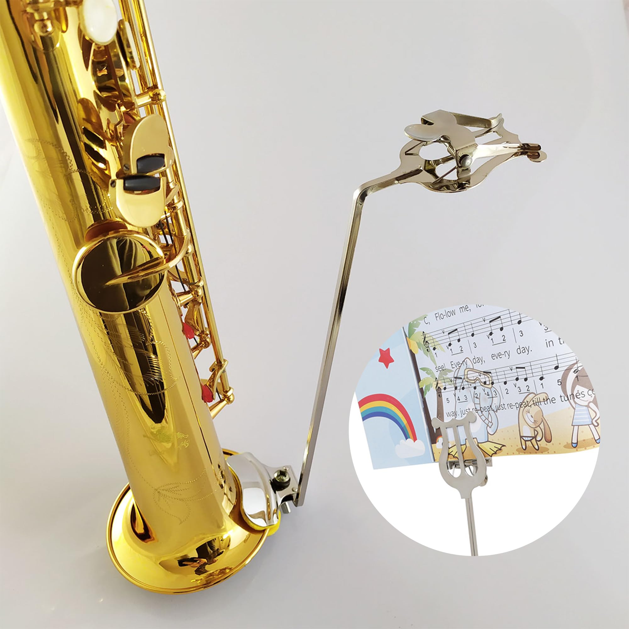 ETFBUY Marching Sax Lyre for Alto & Tenor Saxophones (Nickel-Plated, Clamp)