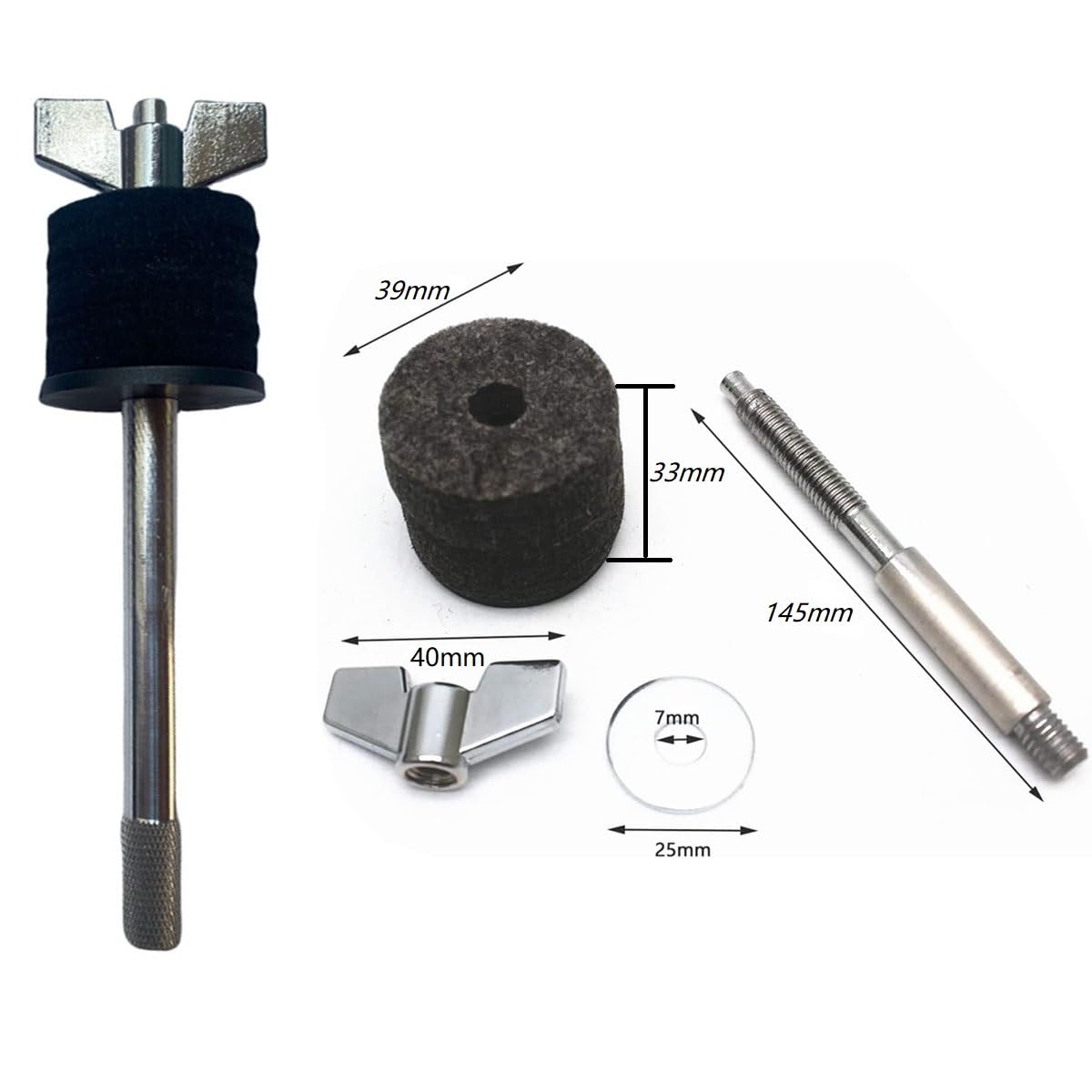 TUOREN 1 Pair Cymbal Stacker, 4 inch and 5.7 inch Cymbal Stacker Mount 8mm Thread Cymbal Stacker Attachment Percussion Instrument Accessories Wing Nut Black