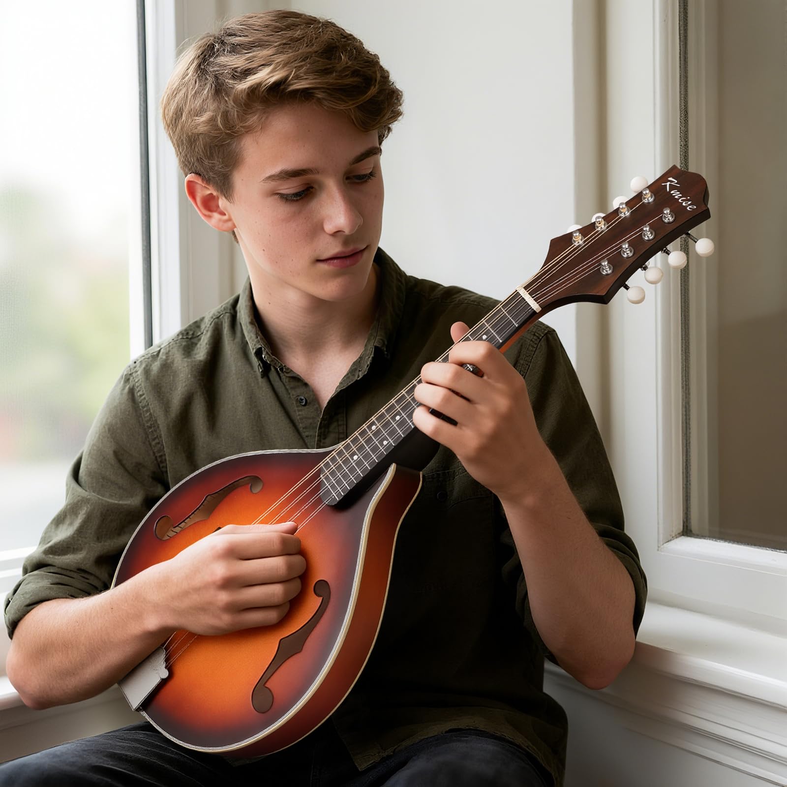 Mandolin Musical Instrument A Style, Acoustic Mandolins Instrument Kit Italian 8 String for Professional Beginners Adults Teens Youth Kids