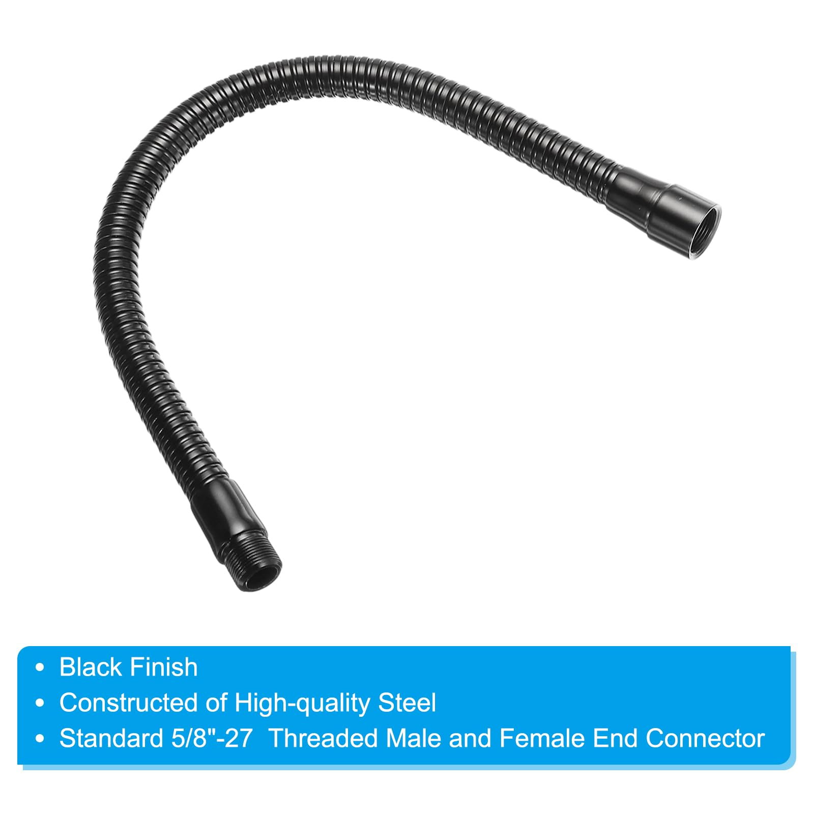 PATIKIL 15″ Microphone Gooseneck, 1Pcs 5/8″-27 Thread Metal Universal Hose Flexible Arm Gooseneck Tube Extension for Multifunction DIY, Black