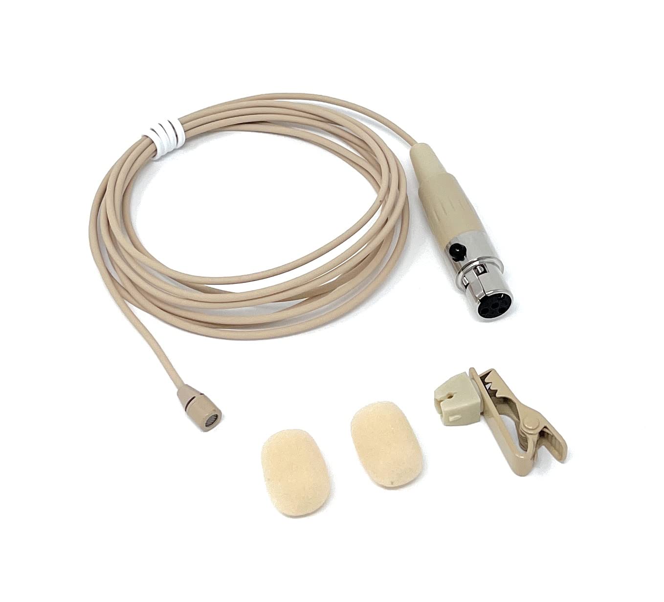 Beige Lavalier Lapel Mic with 4 pin mini XLR TA4F for Shure wireless