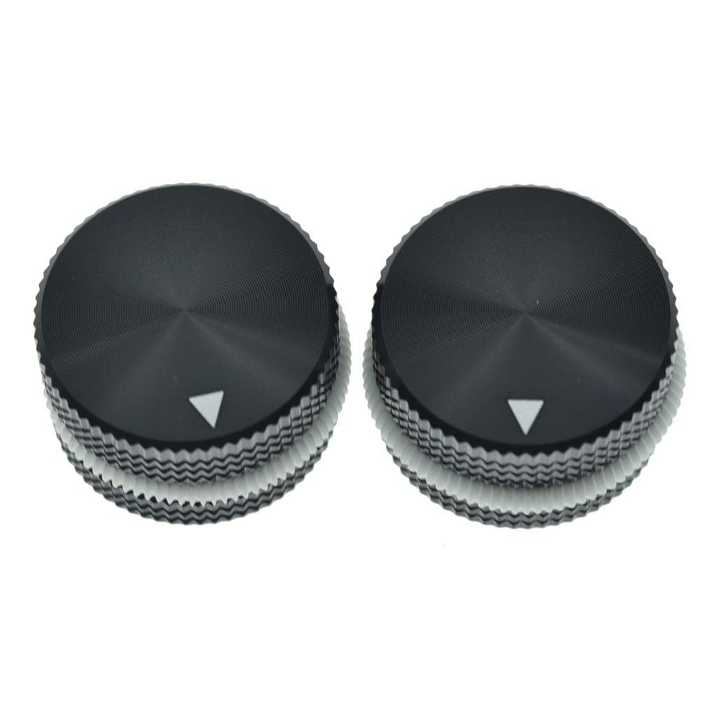 KAISH 2-Pack 63/64″(25mm) Diam. Aluminium Potentiometer Knobs 1/4″ Universal Metal Pot Knobs for Guitar/Bass/AMPS Amplifier/Power Amplifier/Preamps/Audio Equipments Black with White Rubber o-ring