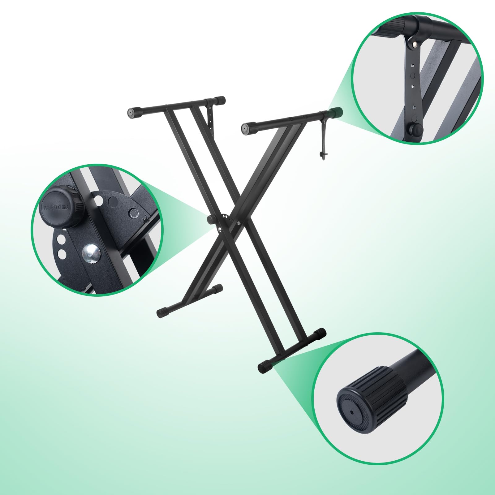 Bazayona Piano Keyboard Stand Double X Heavy Duty Keyboard Stand with Locking Straps, 7 Adjustable Heights