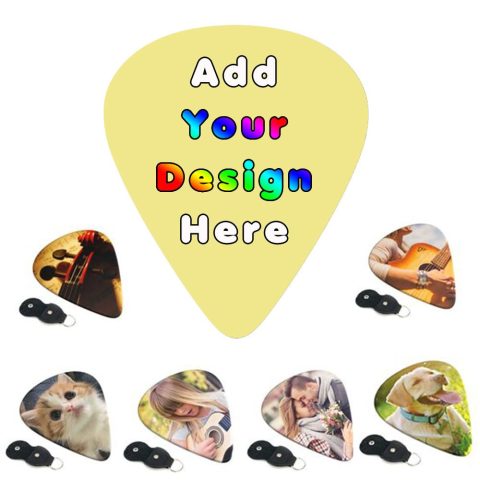 PLKIUYT Custom Guitar Picks 6 Packs Personalized Guitar Pick Double Sided Printing Design Your Own Images Logo Text for Friends Families Birthday Gifts, Khaki, 0.46mm