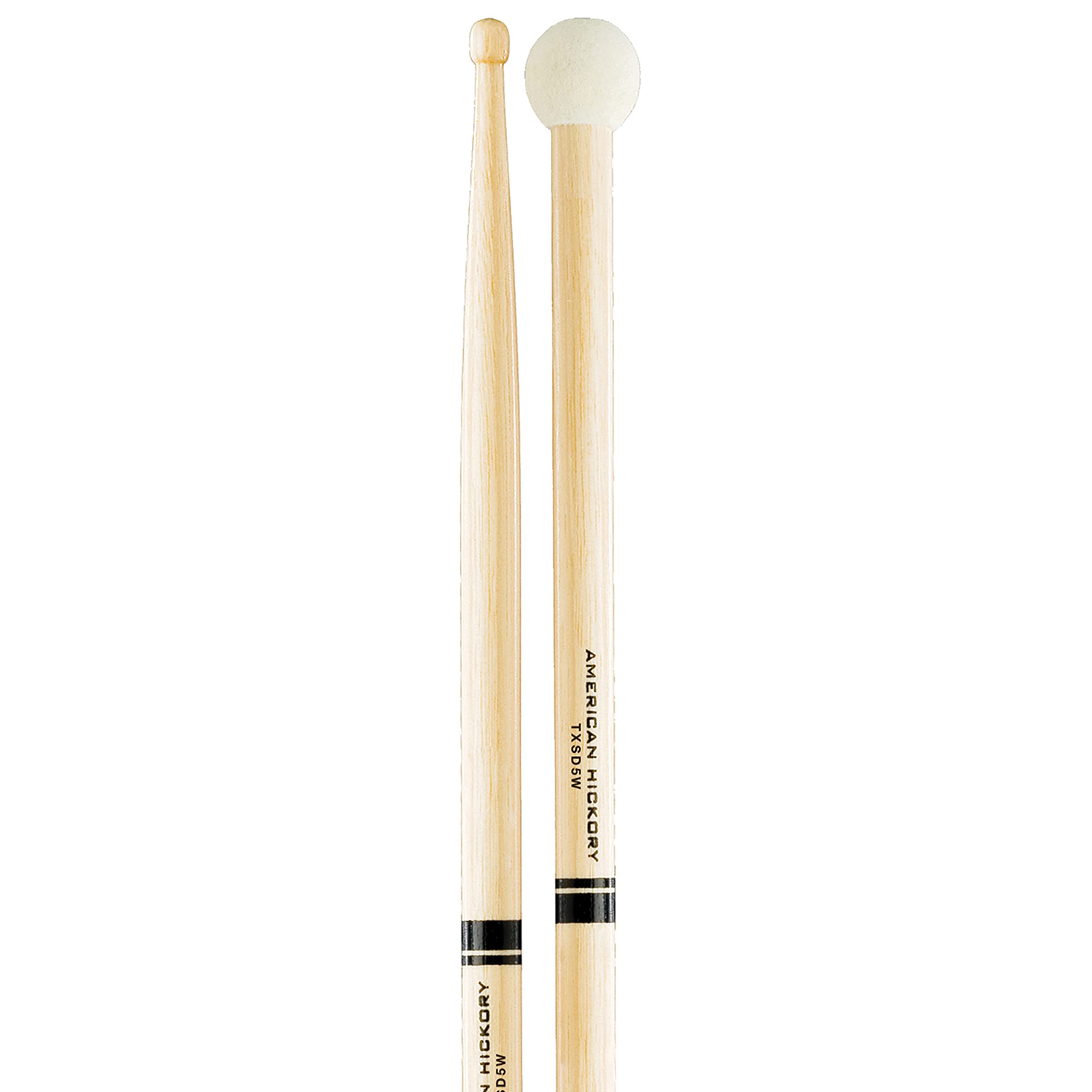 Promark Hickory TXSD5W Light Multi Percussion Stick, Wood tip, Felt Butt