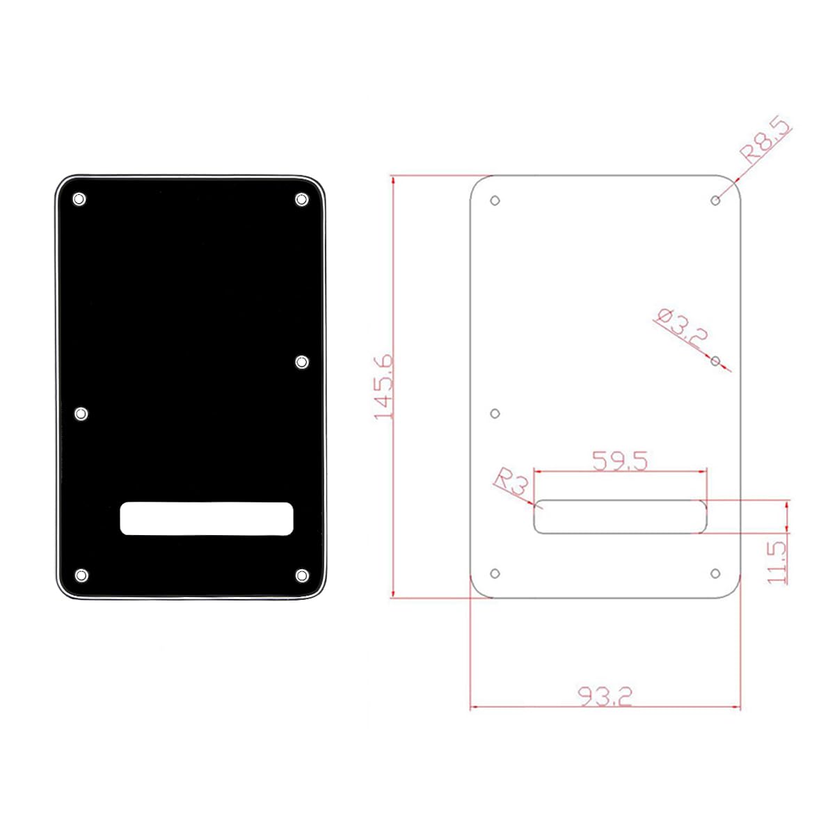Mirror Back Plate Tremolo Cover Backplate for Fender Strat Guitar replacement (Red Mirror)