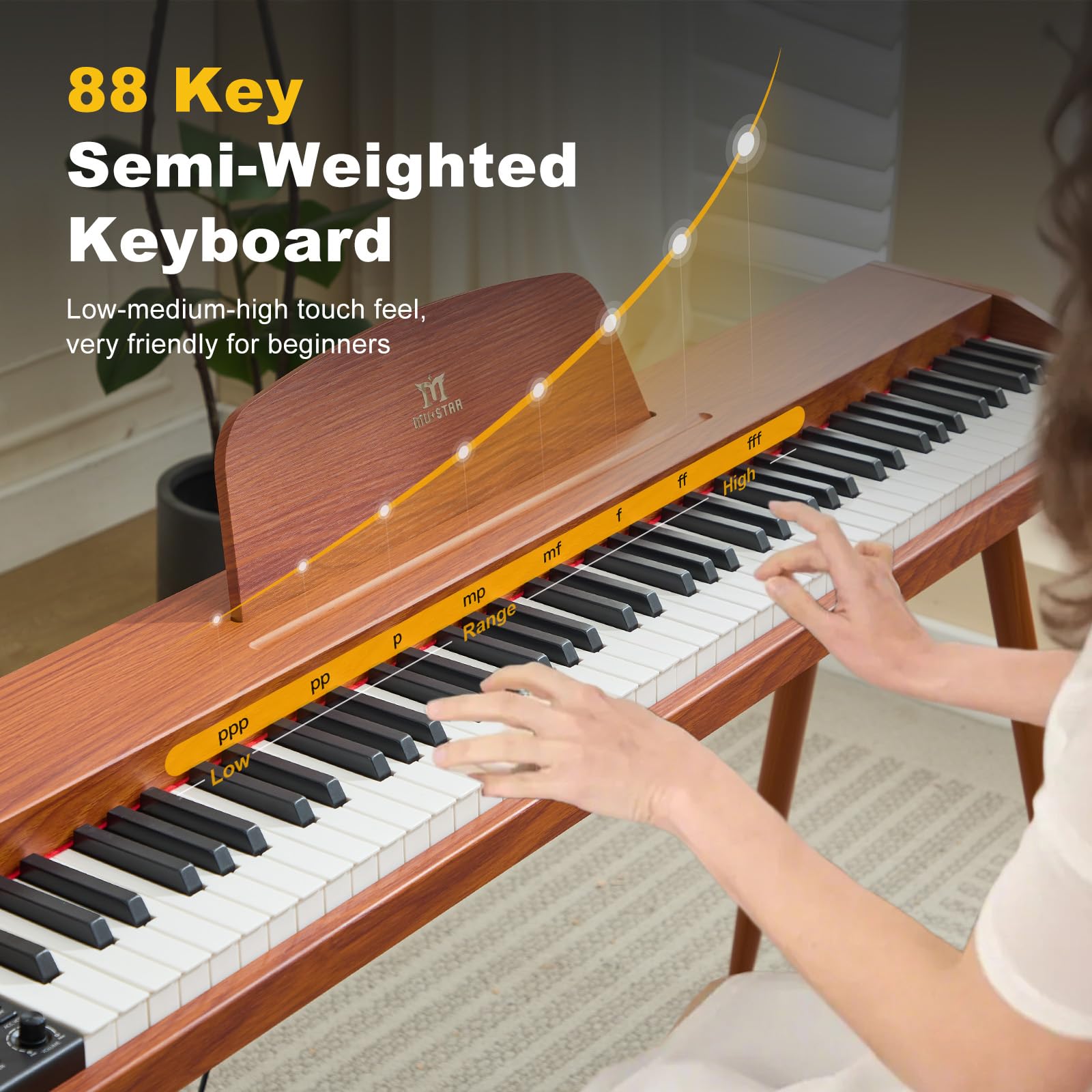 MUSTAR 88 Key Piano Keyboard Semi Weighted Home Digital Piano for Beginners