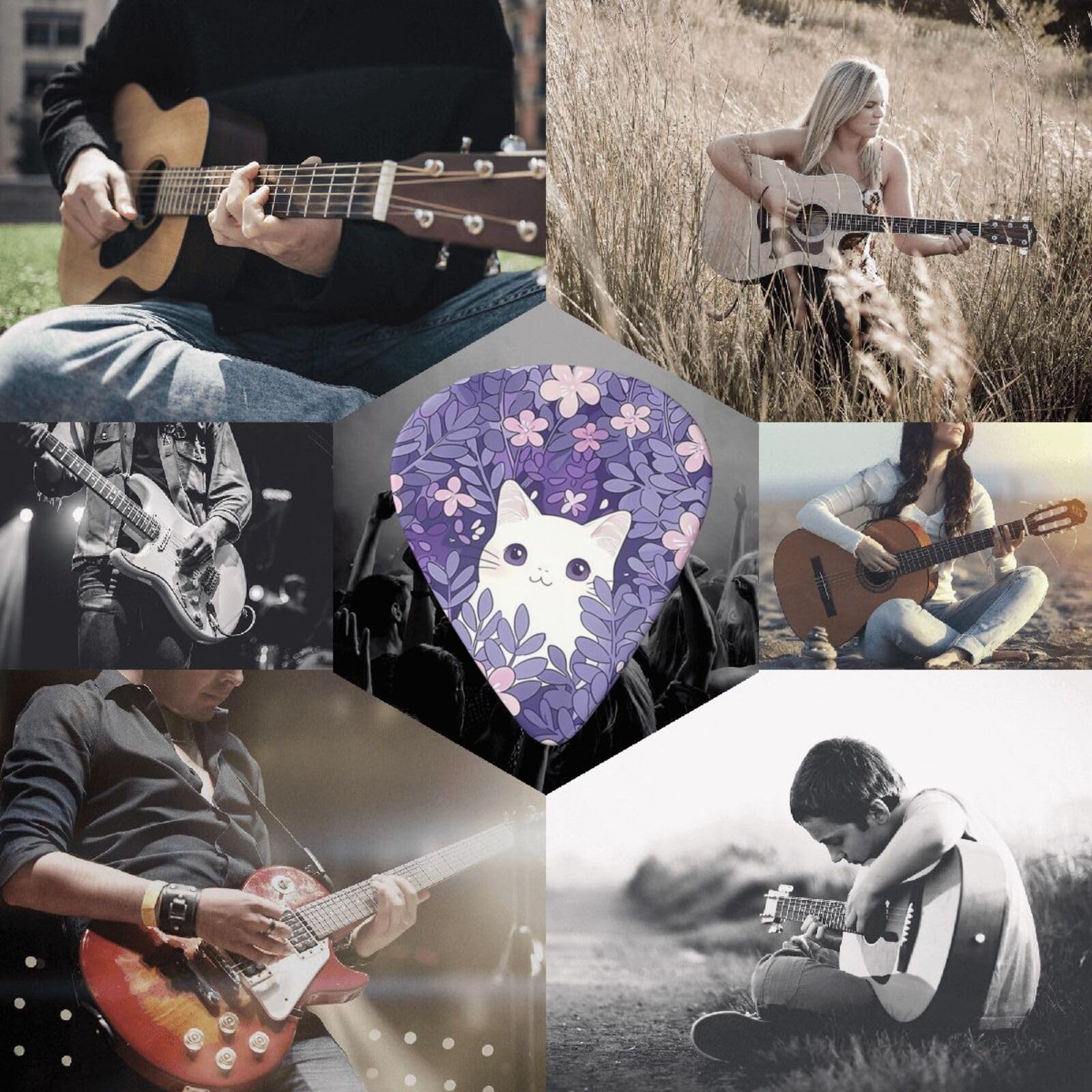 KWSAAHU 0.96mm Thick Guitar Picks – Purple eyed Cat